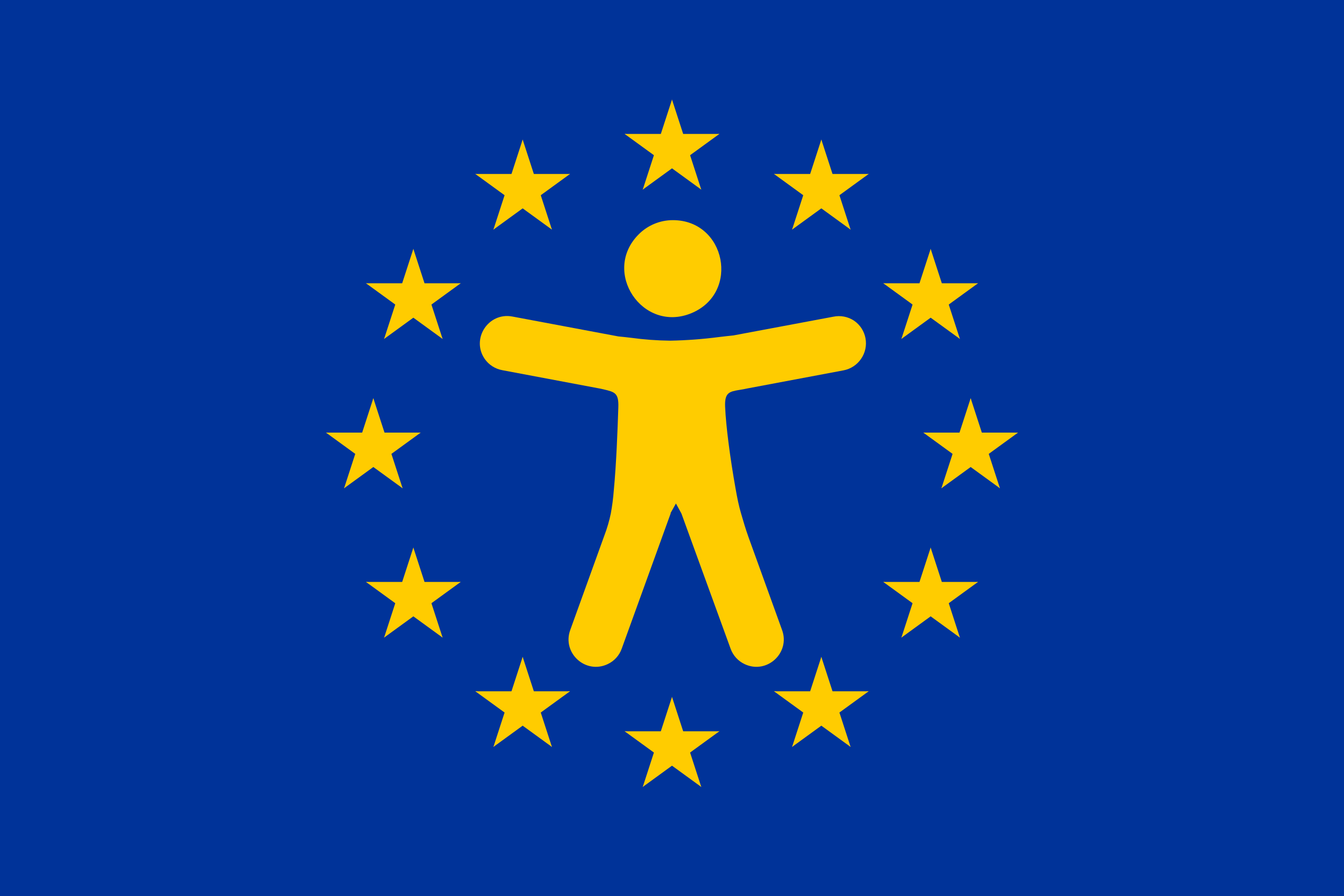 The EU Flag with the Accessibility Man Icon in the center